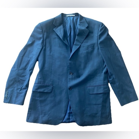navy blue Hickey Freeman blazer jacket sport suit coat made in USA 42 regular - Picture 1 of 8